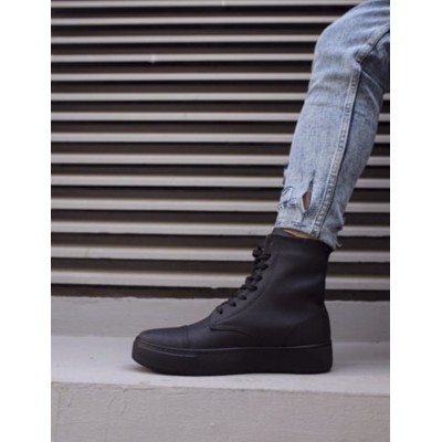 KNACK Ανδρικά μαύρα μποτάκια δερματίνη KN022M