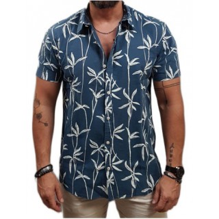 Rebase - 251RGS-5051 - Short Sleeve Shirt - Colonial Blue - Κοντομάνικο Πουκάμισο