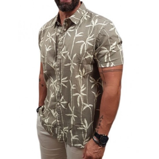 Rebase - 251RGS-5051 - Short Sleeve Shirt - Olive Haze - Κοντομάνικο Πουκάμισο