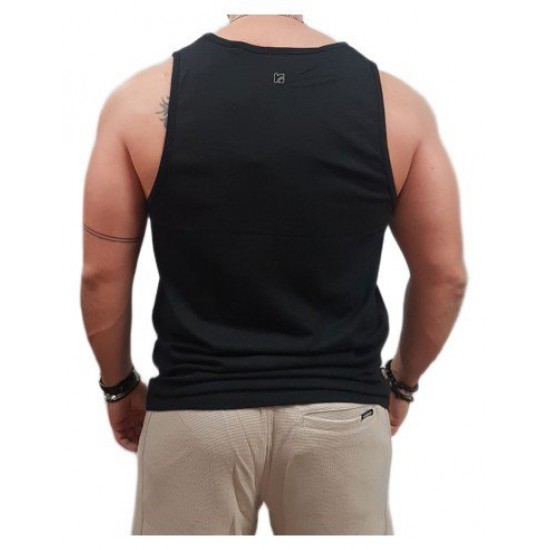 Rebase- 251RTSL-9023 - Sleeveless T-Shirt - Black- Μπλούζα αμάνικη