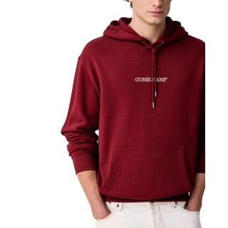 GUESS JEANS – LS HOODED REG EMBRO SWEAT – M5RQ38KCPR1-A50U DARK RED