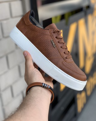 KNACK Ανδρικά kafe Sneakers  LOAFER λαστιχένια σόλα 25706