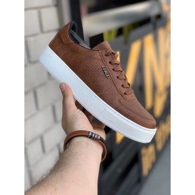 KNACK Ανδρικά kafe Sneakers  LOAFER λαστιχένια σόλα 25706